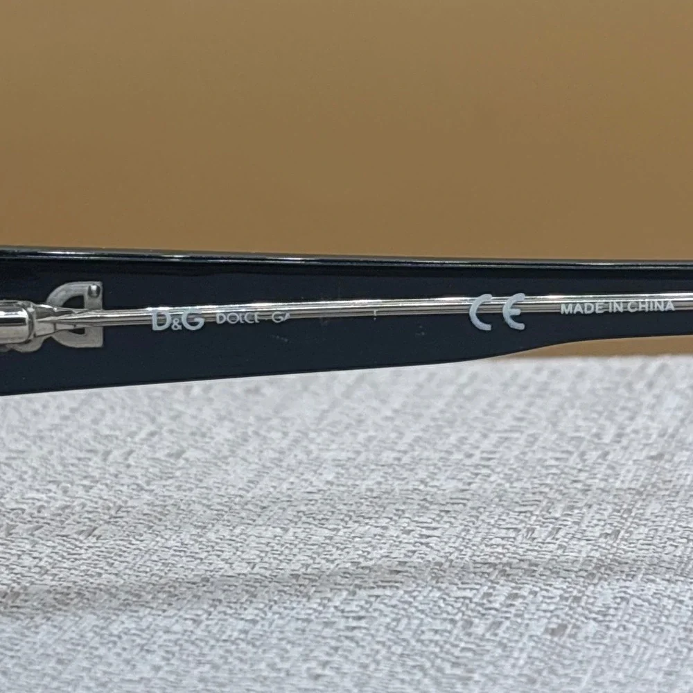 D&G Dolce and Gabbana Eyeglass Frames 52-16-135 Black 1121 Excellent Geek-Chic